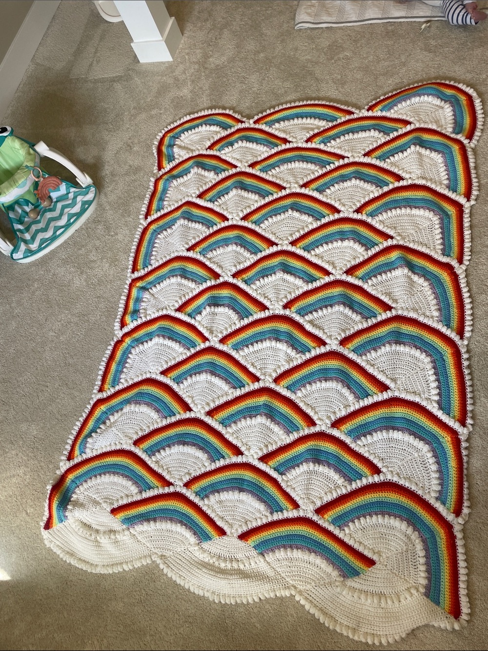 Amazing Handmade Rainbow Crochet Throw multi coloured